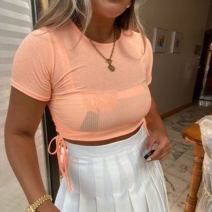 Bright Orange Cropped T-Shirt With Side Ties 🌸 2 FOR 10 🌸